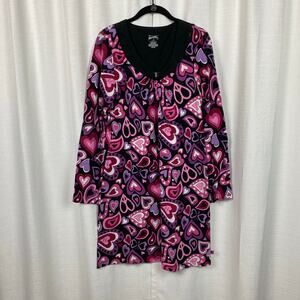 Nick&Nora Black&Pink Heart Print Nightshirt Sz.M